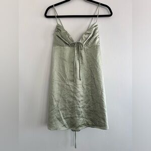 NWT Princess Polly Cosmo Mini Dress Sage Green US 10/AU 14